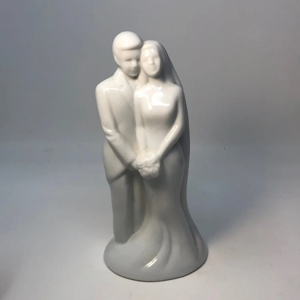 Elegant White porcelain Wedding Cake topper vintage collectible.